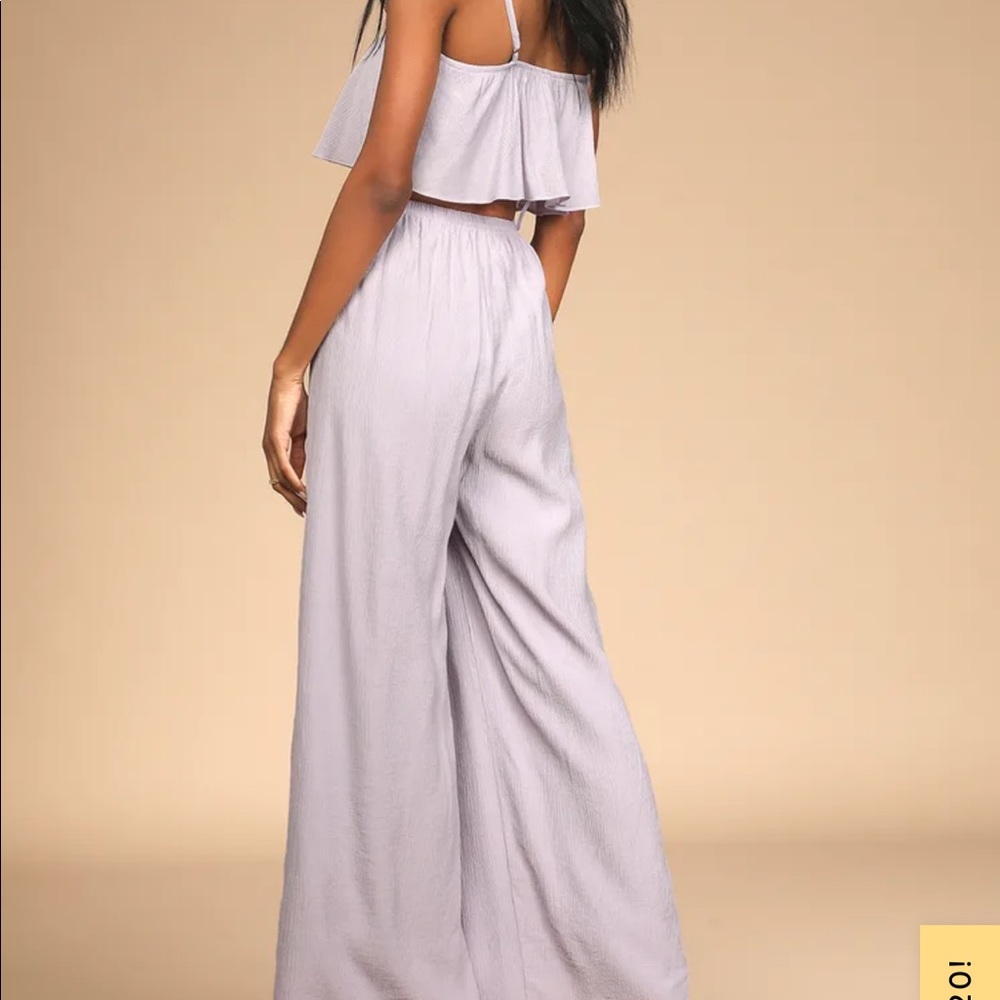 Just want to have Sun lilac wide leg two-piece jumpsuit